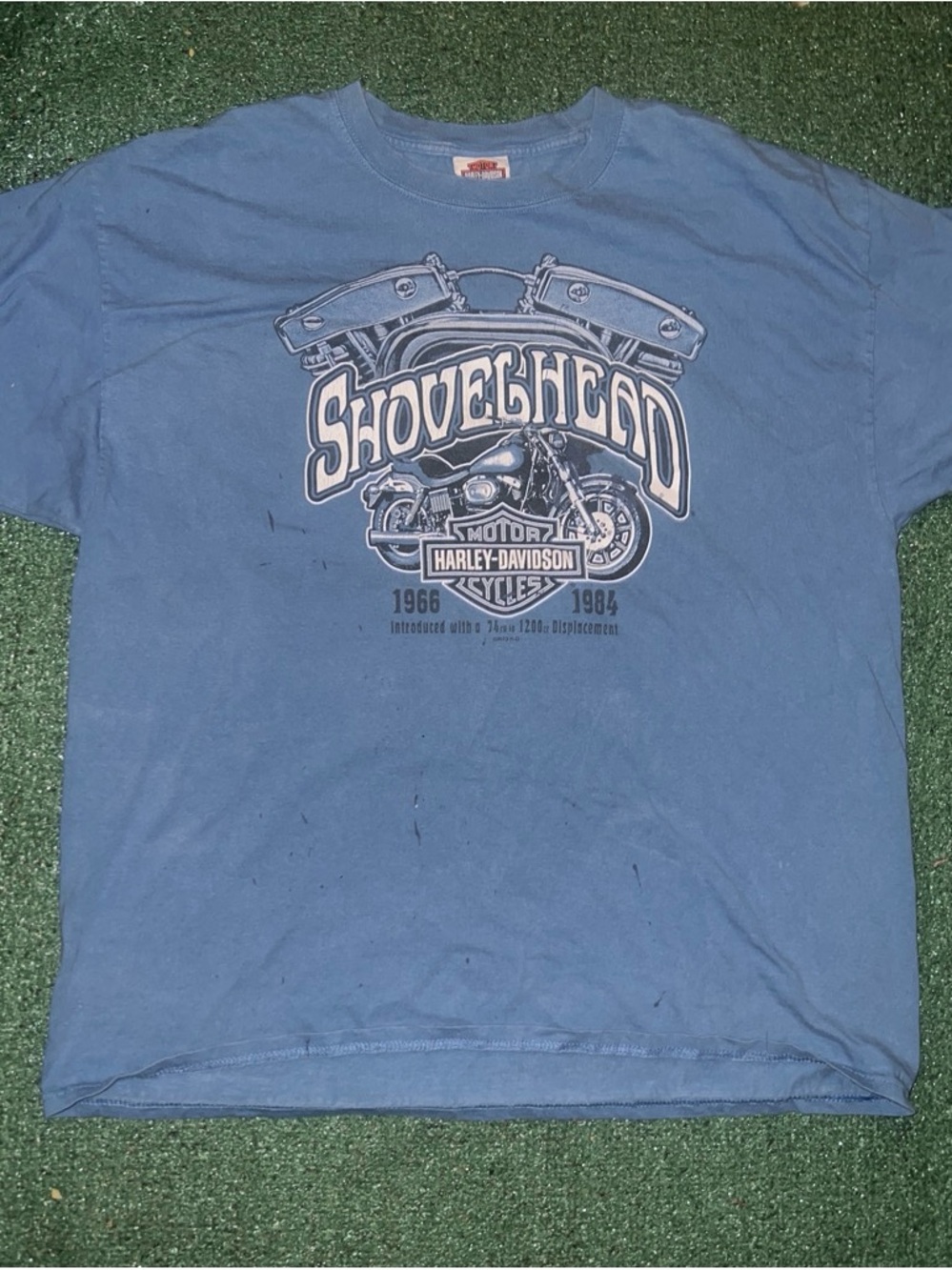 Harley-Davidson Blue 'Shovelhead' Motorcycle Graphic Tee